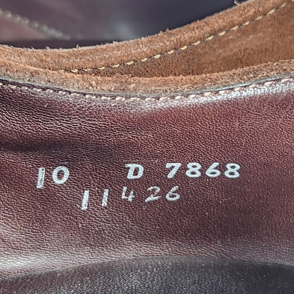 ALLEN EDMUNDS Men's Malone Split Toe Dress Shoe 10 D Brown Suede Made USA Derby - Picture 7 of 10